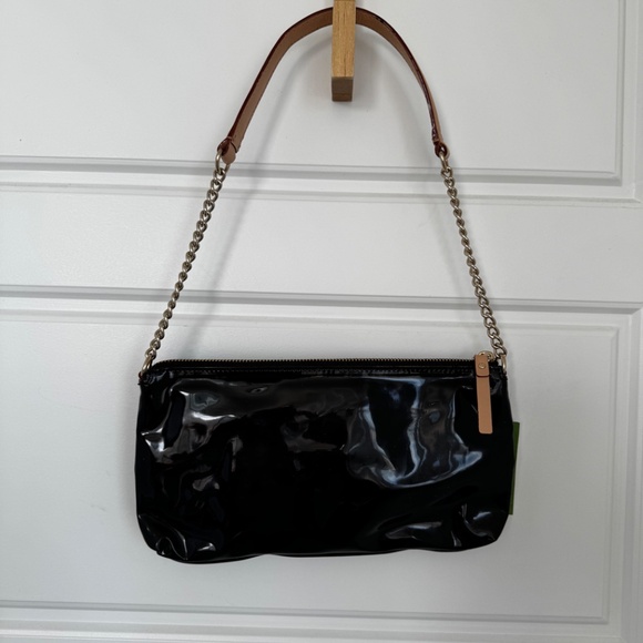Kate Spade Henry Street Black Patent Shoulder Bag with Gold Chain -NEW - Picture 3 of 5